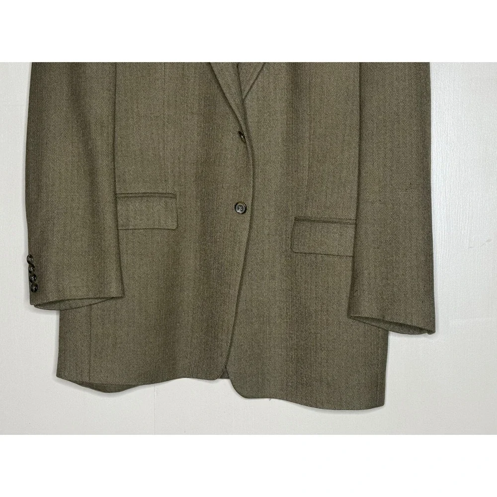 Pure New Wool Lauren Ralph Lauren Blazer 46L Herringbone Made in Canada